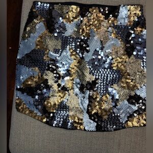 Express Sequin Mini Skirt - Black, Gold, grey #w56